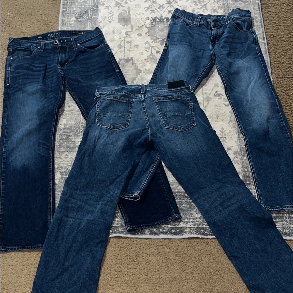 3 pair sold together Ariat Men's Dark Blue Relaxed Jeans